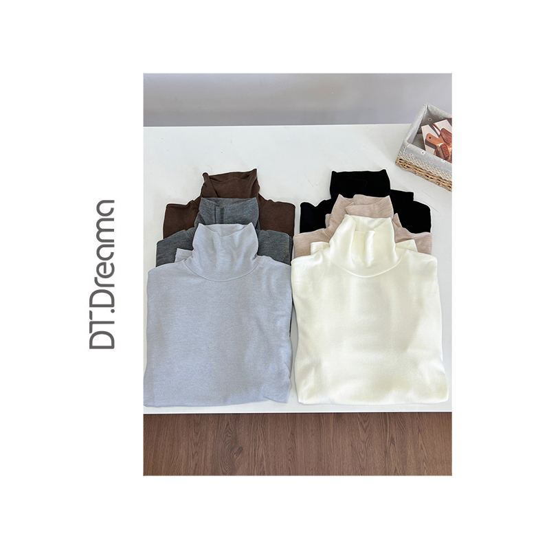 韩秋冬纯色软糯半高领山羊绒打底衫上衣修身显瘦长袖T恤女简约