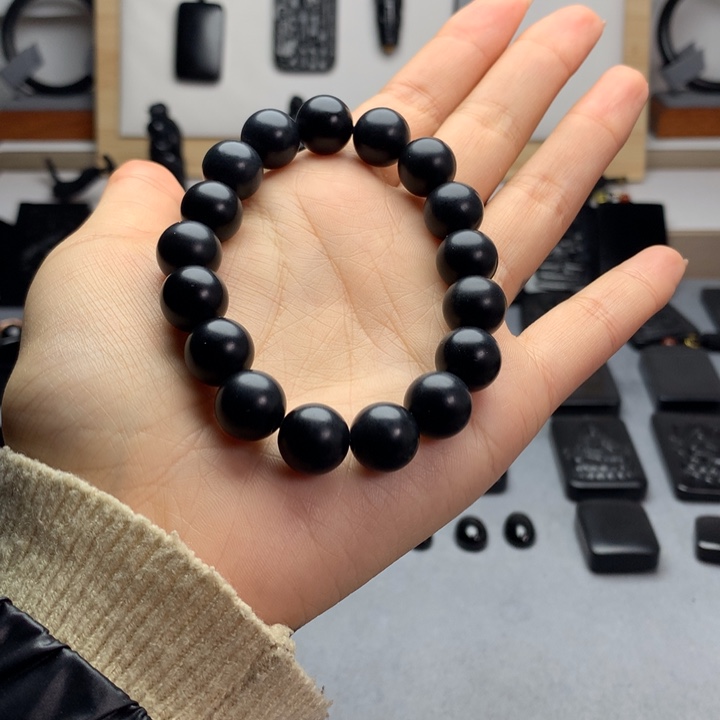 和田玉（墨玉）未镶嵌手串特价12mm