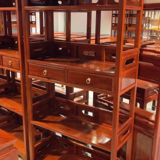 青***松家具紫檀木类缅花书架