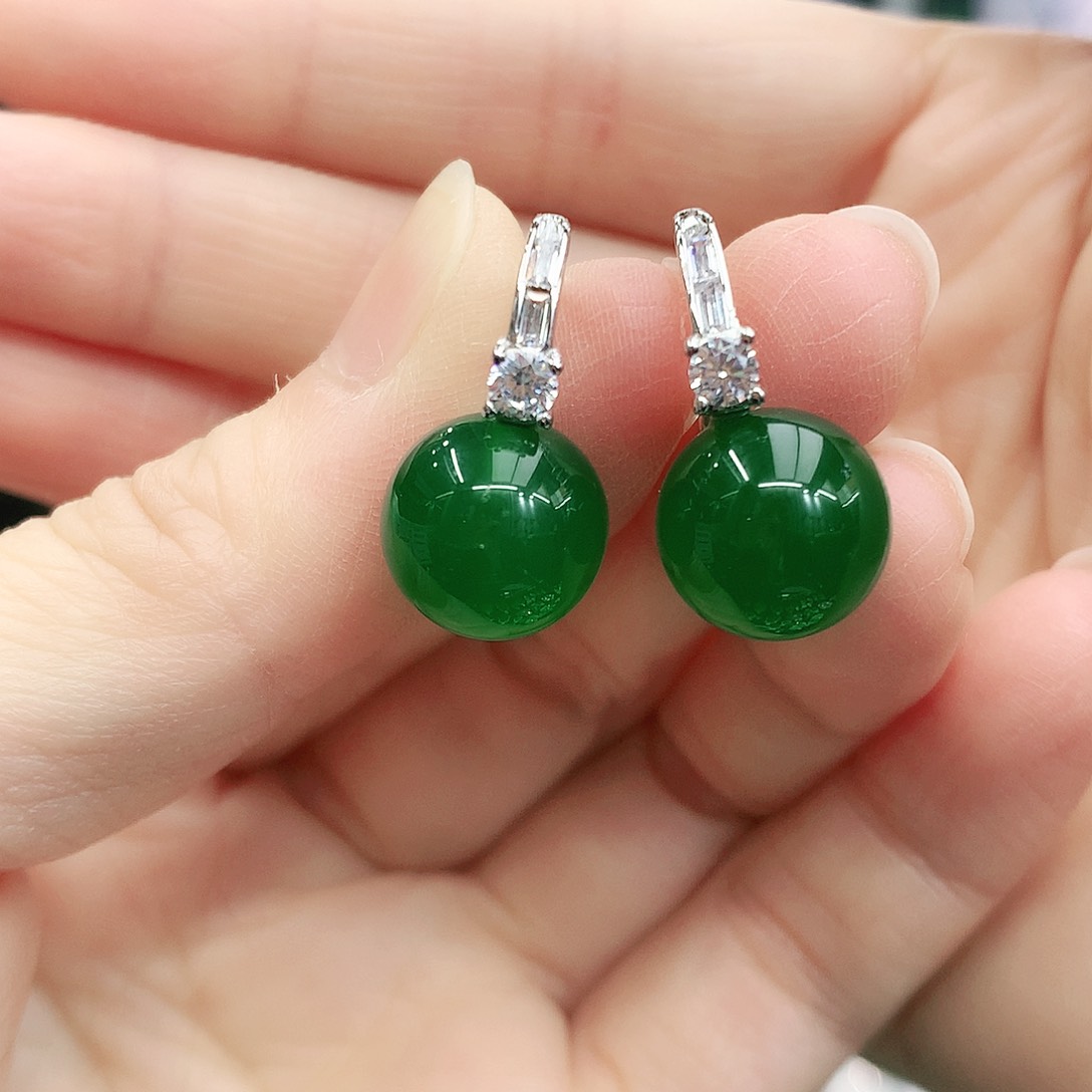 银S925镶嵌耳坠玛瑙/玉髓