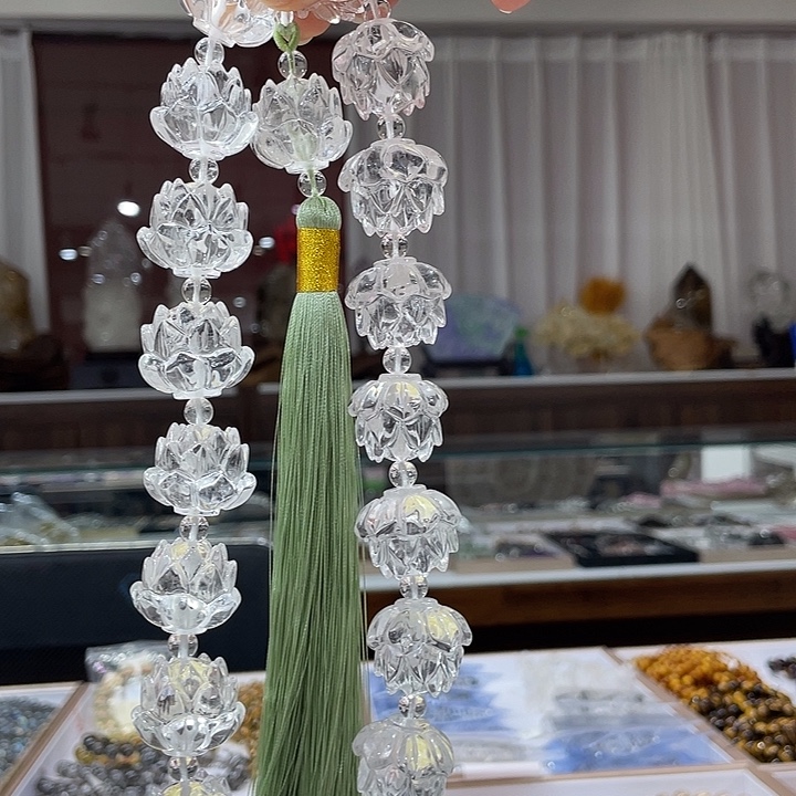 水晶珠宝半成品未镶嵌莲花手持