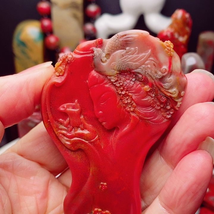 A***来昌化鸡血石鸡血石手把