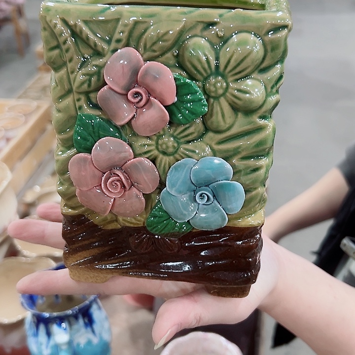 有孔.凑满10元发货多肉陶瓷花盆！