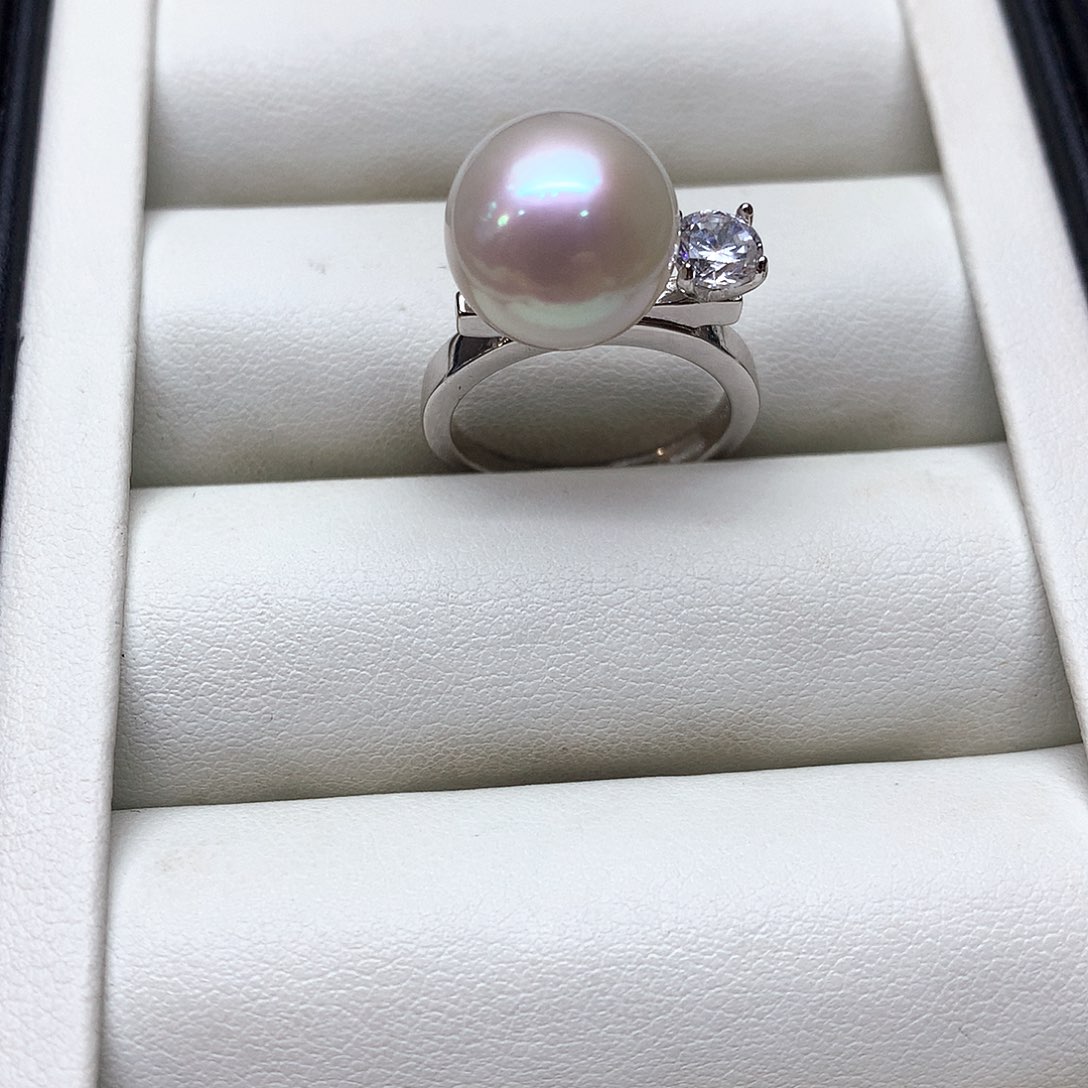 银S925镶嵌淡水珍珠戒指