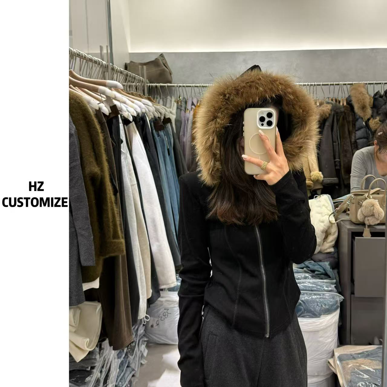 惠惠子甄选【磨毛螺纹针织衫】拉链开衫修身显瘦百搭长袖毛衣外套