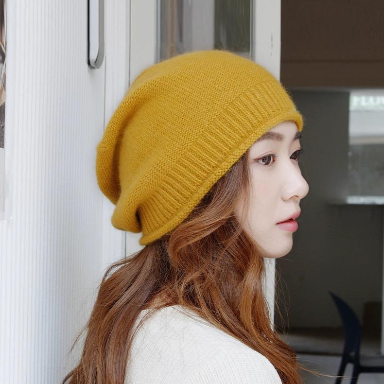 堆堆帽女秋冬卷边加厚保暖针织冷帽大头围百搭毛线帽