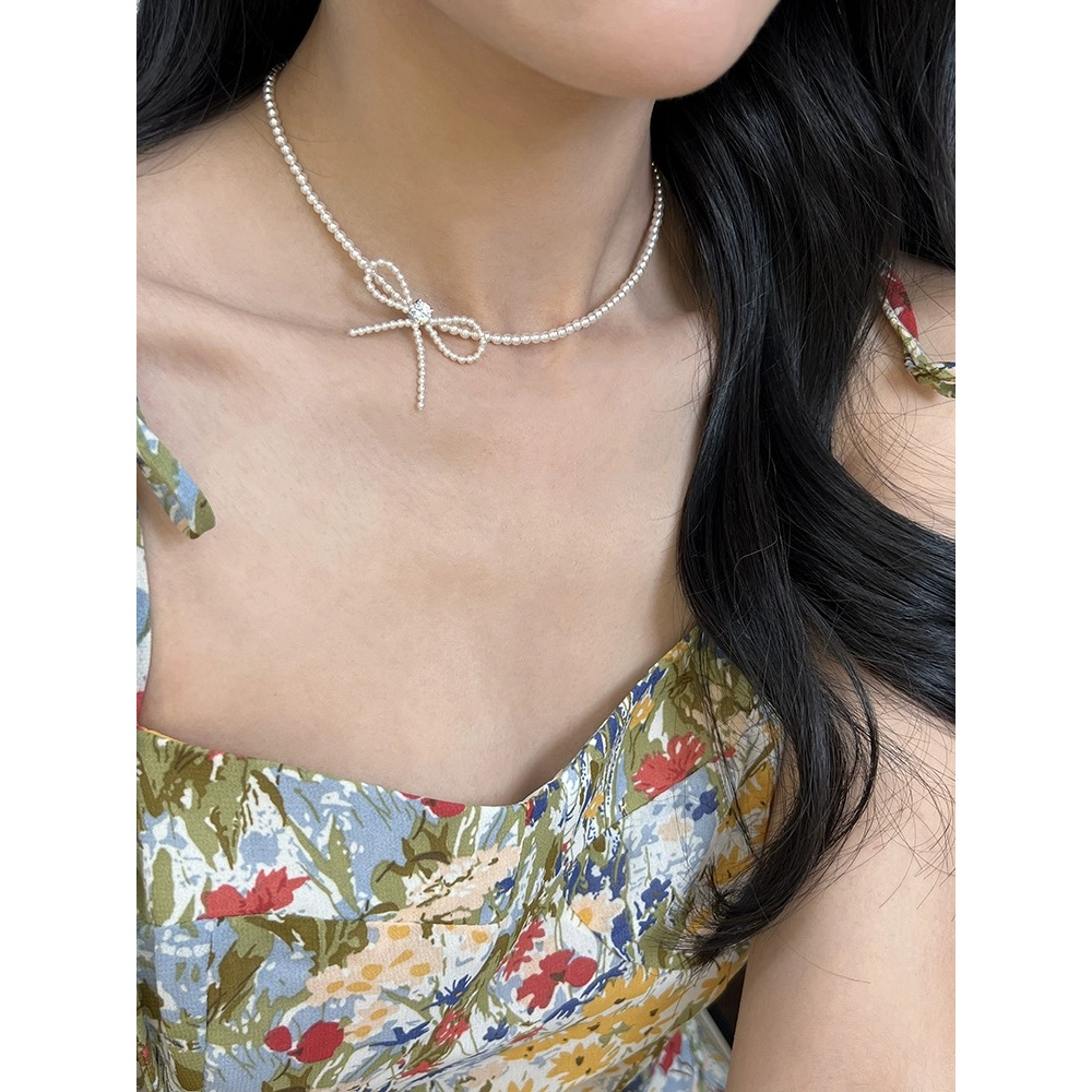 链子925银 Ben.S本饰 施家珠编织蝴蝶结纯银choker锁骨链项链a135