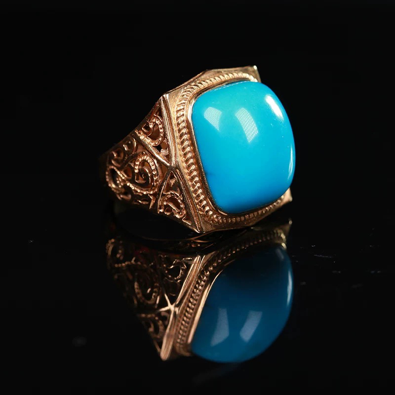 绿松石18K镶嵌戒指