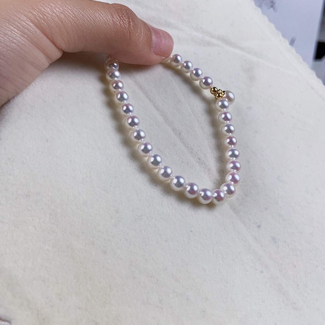 淡水珍珠手绳18K金镶嵌