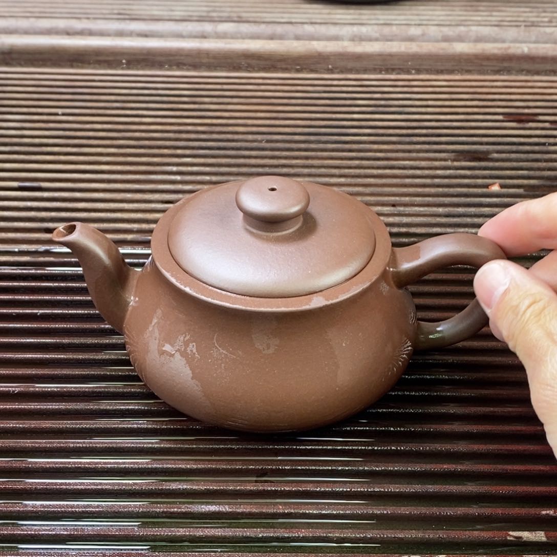 紫砂茶壶白8 圈纽 紫泥