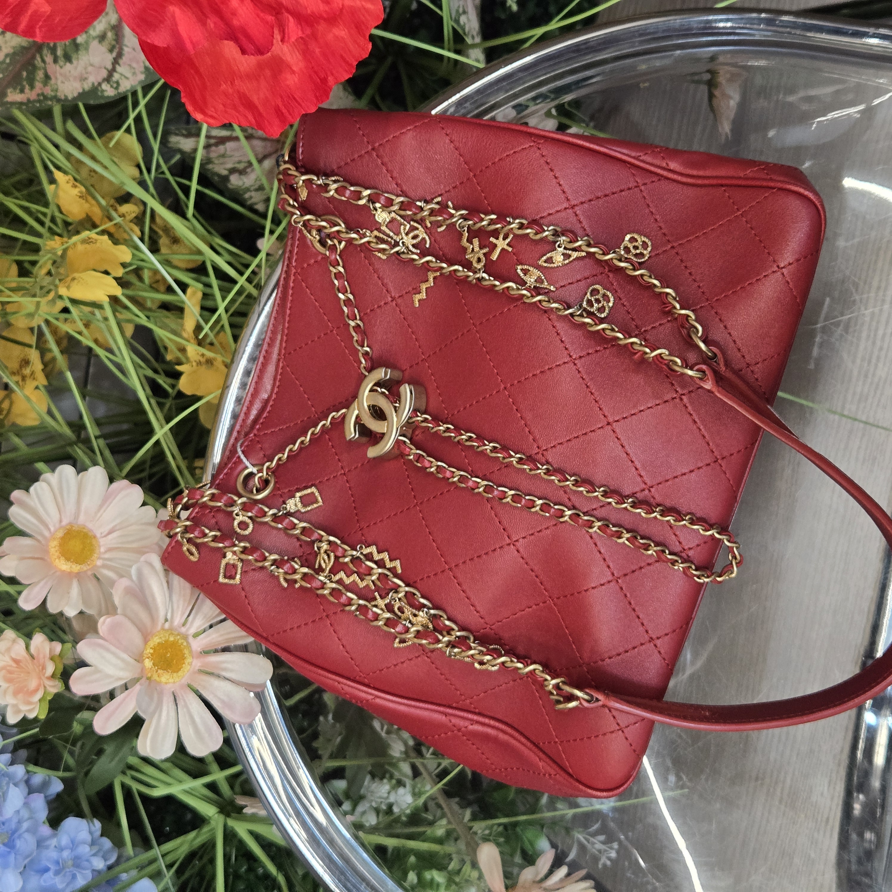 95新 Chanel/香奈儿 达达/19A埃及系列红色水桶包28开