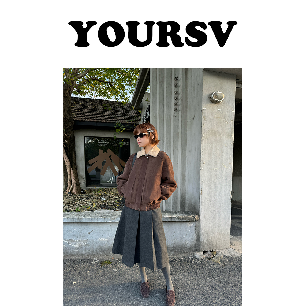 【YOURSV】「缪斯之语」冬季韩版气质显瘦半身裙女A字百褶设计毛呢裙