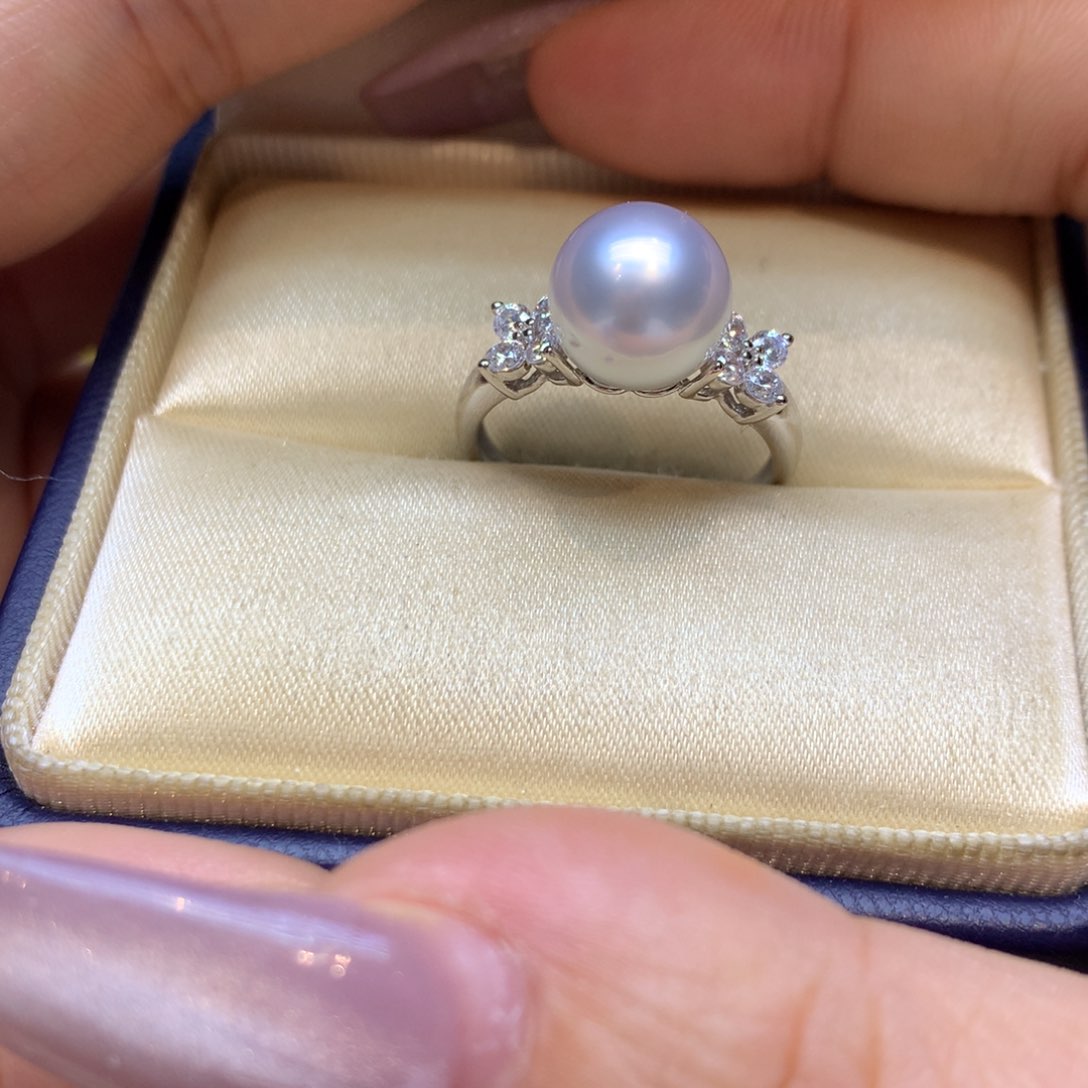 银S925镶嵌戒指海水珍珠