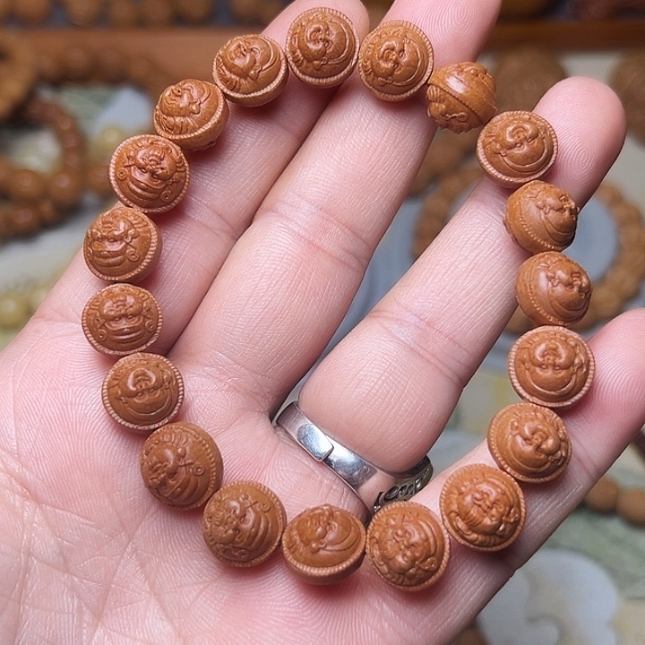 猴头核桃手串风****己猴头雕刻精工龙纹财迷手串单圈