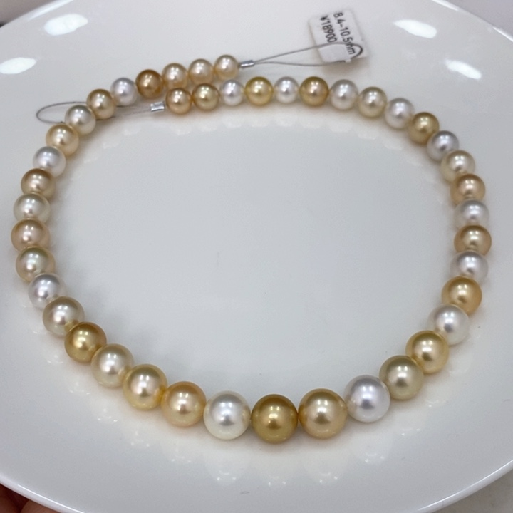 未镶嵌颈饰海水珍珠炎**日金白混彩项链8.4-10.5华