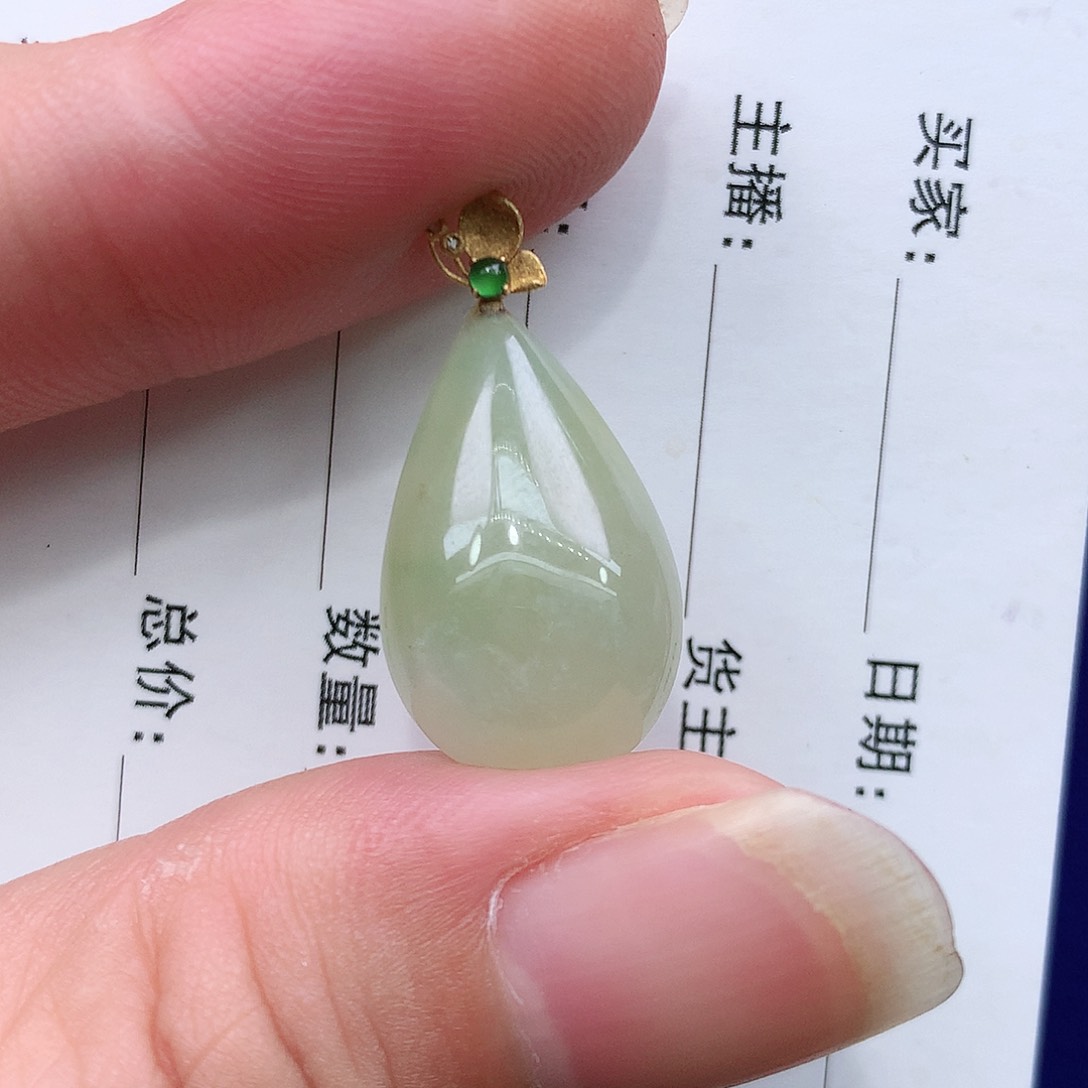 翡翠18K金镶嵌吊坠(不含链)