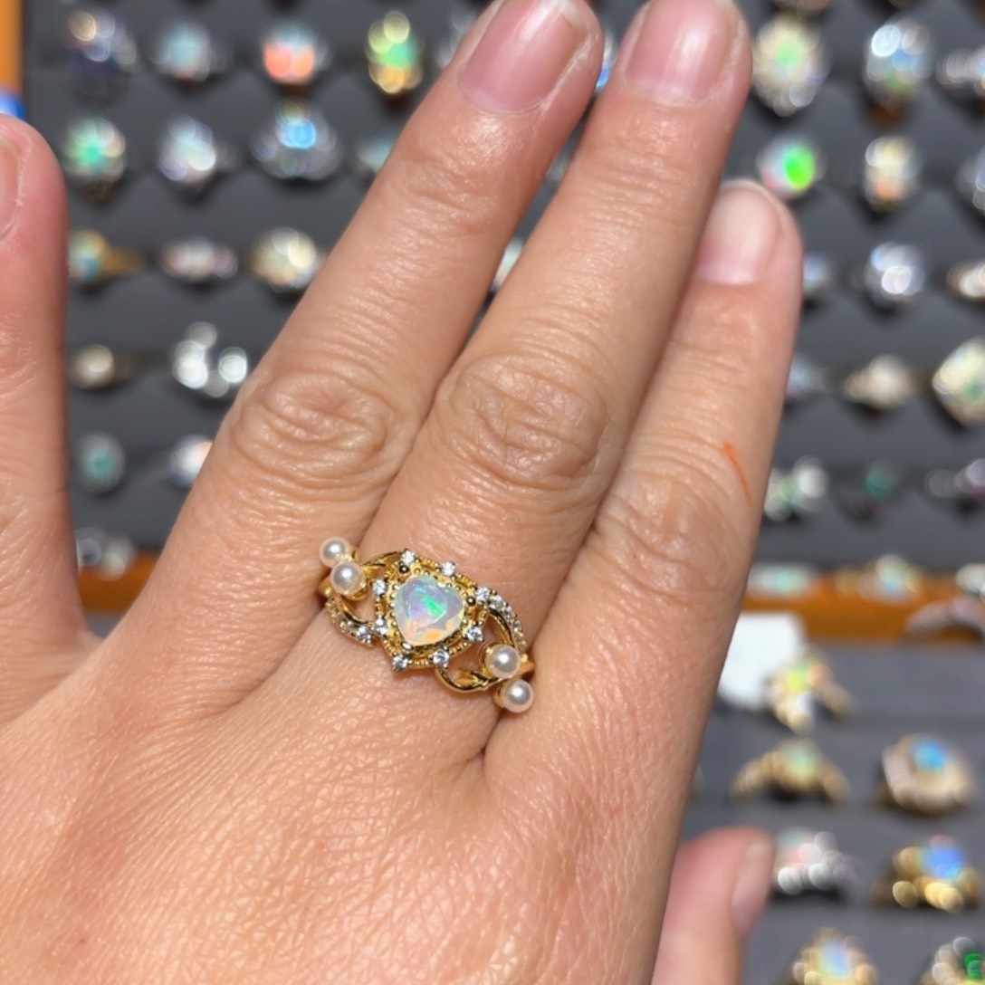 欧泊戒指银S925镶嵌欧泊戒指