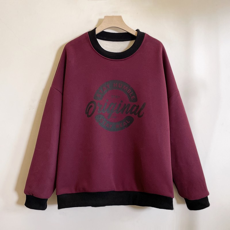 加绒加厚保暖休闲卫衣年轻妈妈装大码显瘦遮肉冬季新款YX301378