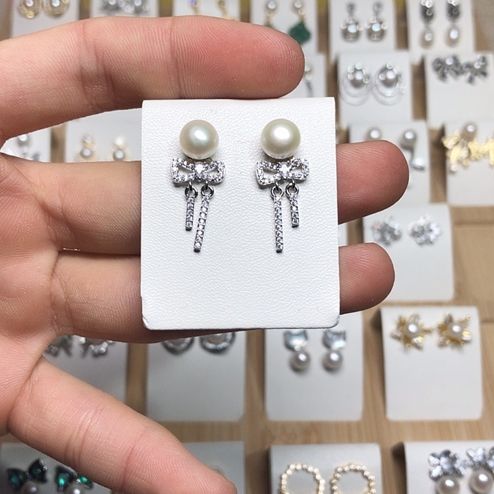 淡水珍珠耳饰银S925镶嵌