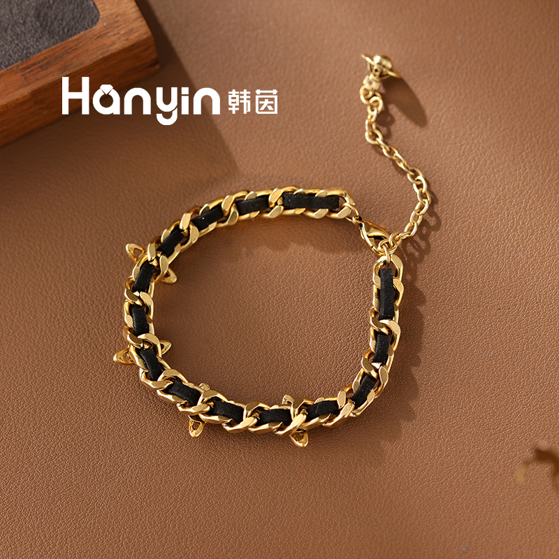 铜合金皮质手链 23cm复古气质土星编织皮绳手链AAA