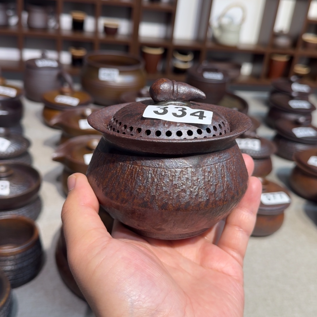 摆件陶粗瓷茶具素色盖碗