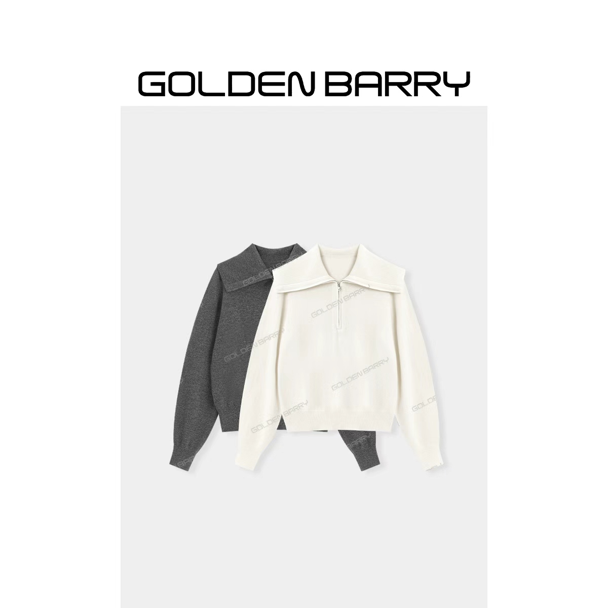 GOLDENBARRY|243114“绒绒心事”针织半拉链翻领绒衫