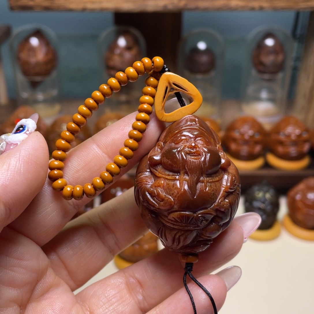 佛螺菩提吊坠玉华财神富贵脸链子一套