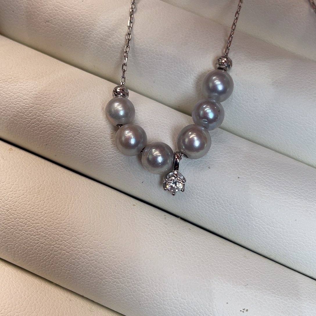 海水珍珠银S925镶嵌项链