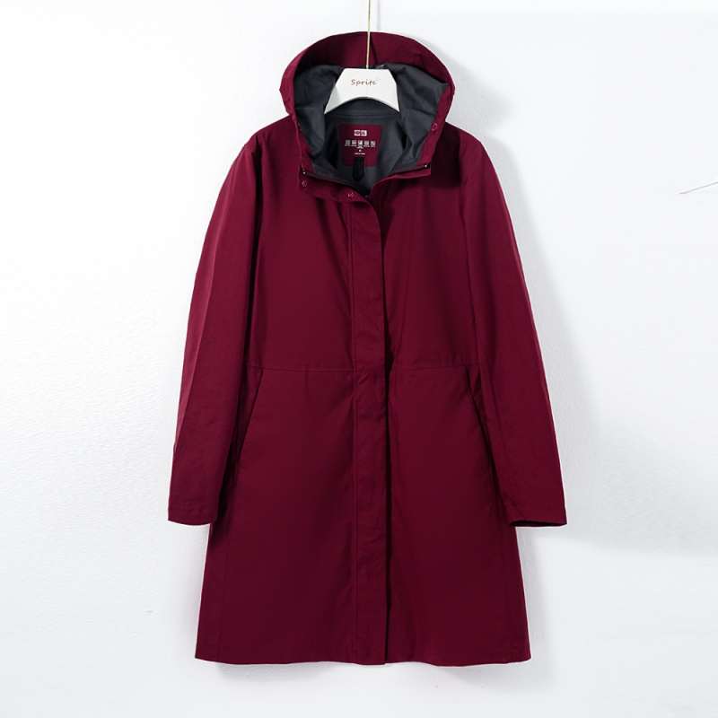 女款长款U户外时尚休闲连帽压胶冲锋衣防水软壳冲锋衣外套1123