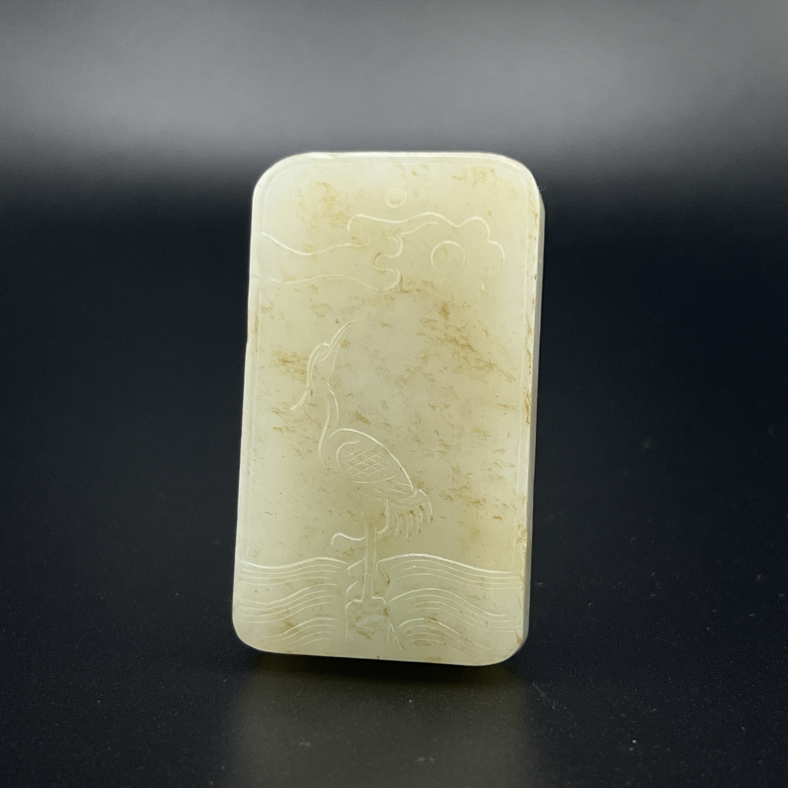 "民国和田玉仙鹤/ DL037092/ 古玩/收藏/德州文物"