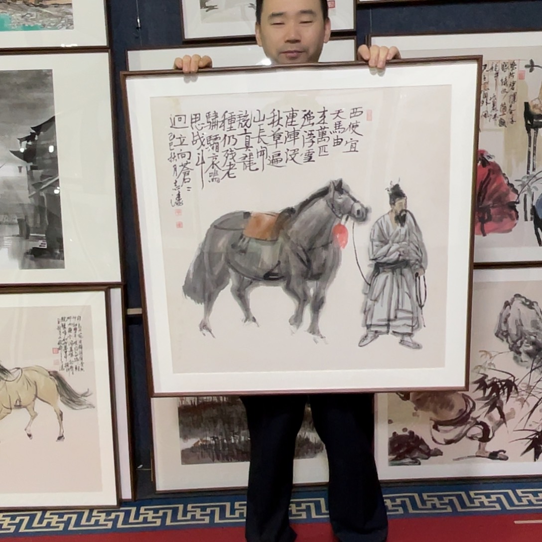 国画手绘画作品带框80/80