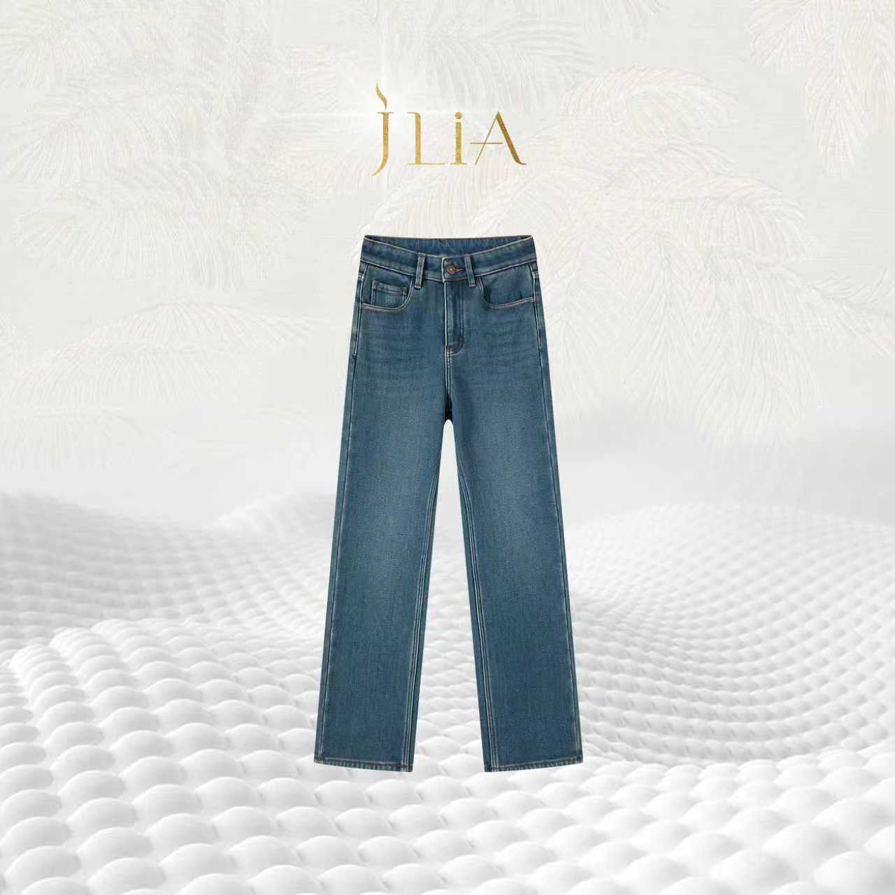 JLIA GOLD-8108四面弹-黛蓝-法兰绒 窄版直筒裤 冬季新款