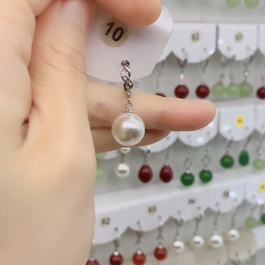 925银12毫米白貝珠