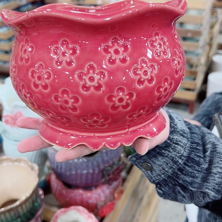 有孔.凑满10元发货多肉陶瓷花盆！