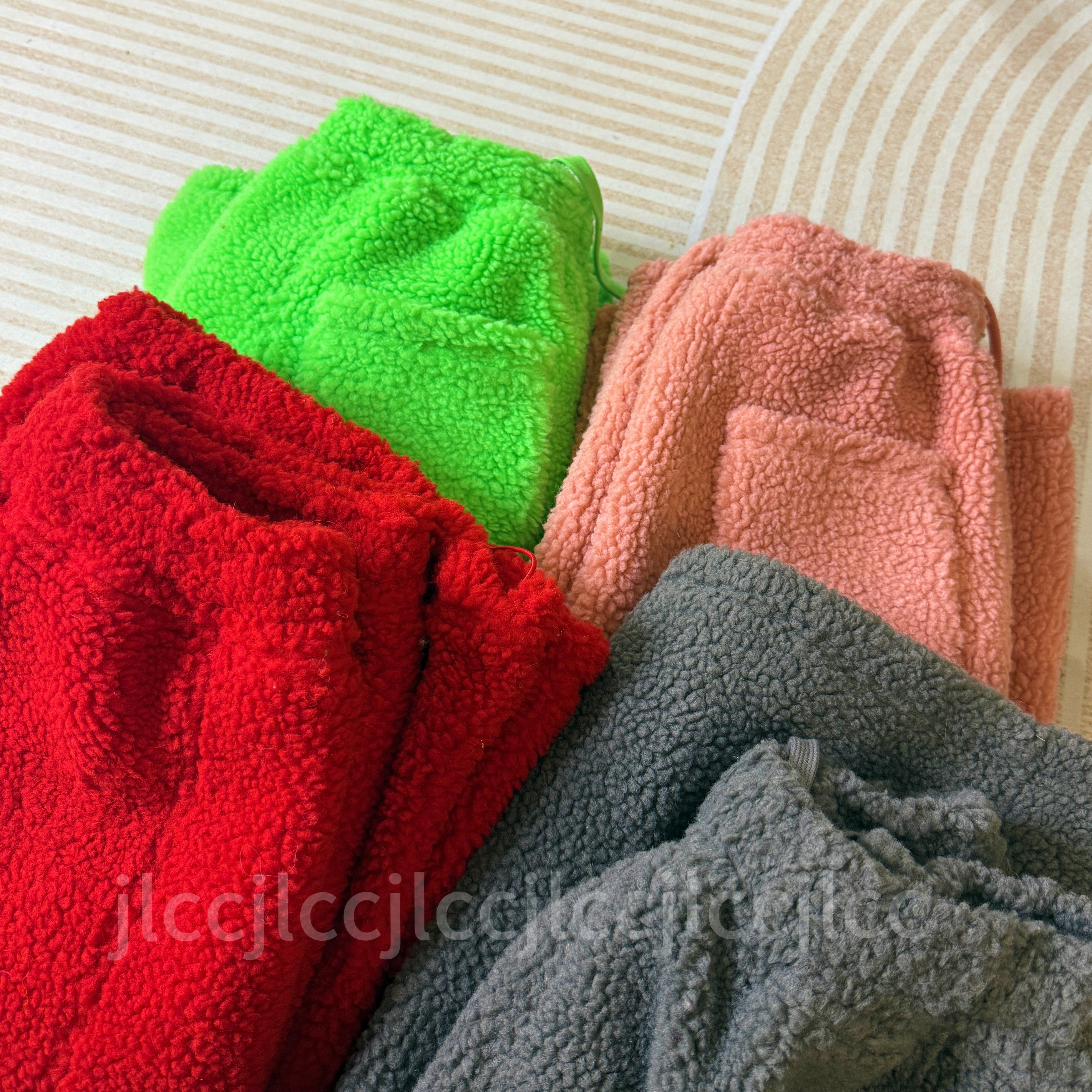 【JLCC】摇粒绒松紧腰宽松休闲裤保暖阔腿裤冬季束脚裤男女同款6002