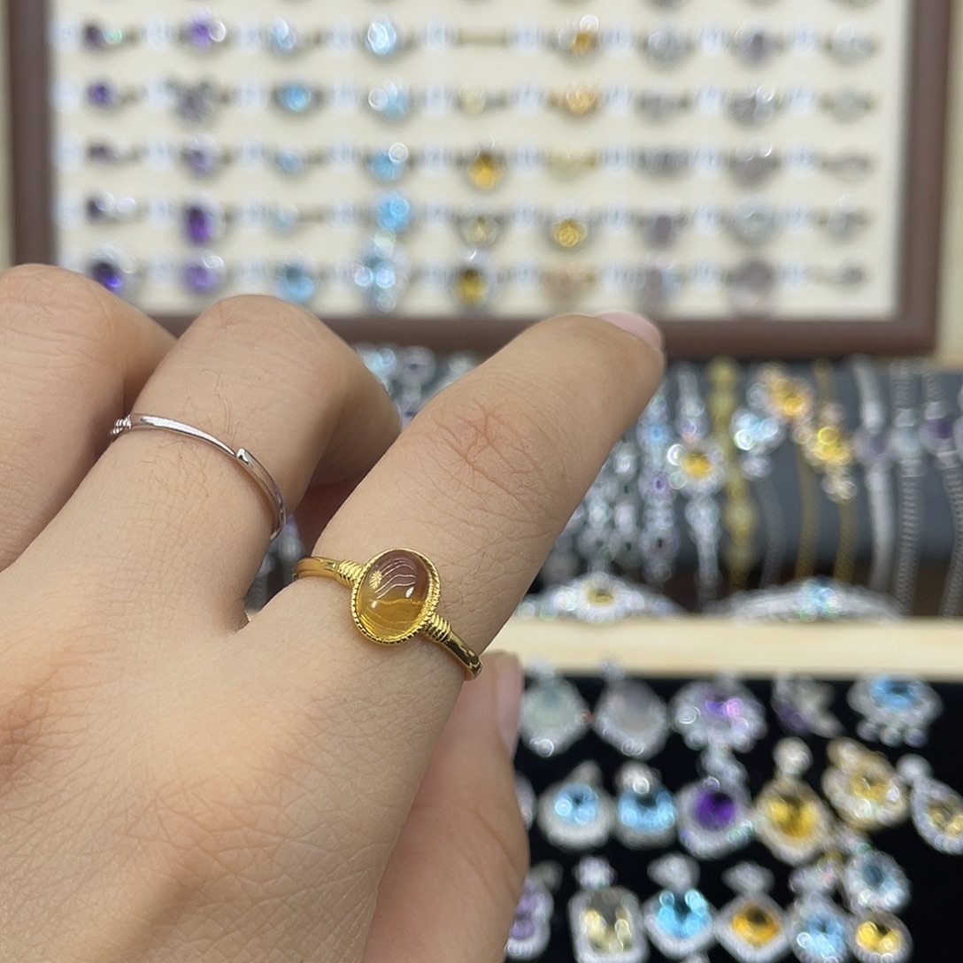 豆***嘟黄晶银S925镶嵌戒指