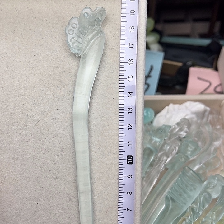 蛇纹石玉未镶嵌发簪蝴蝶3号