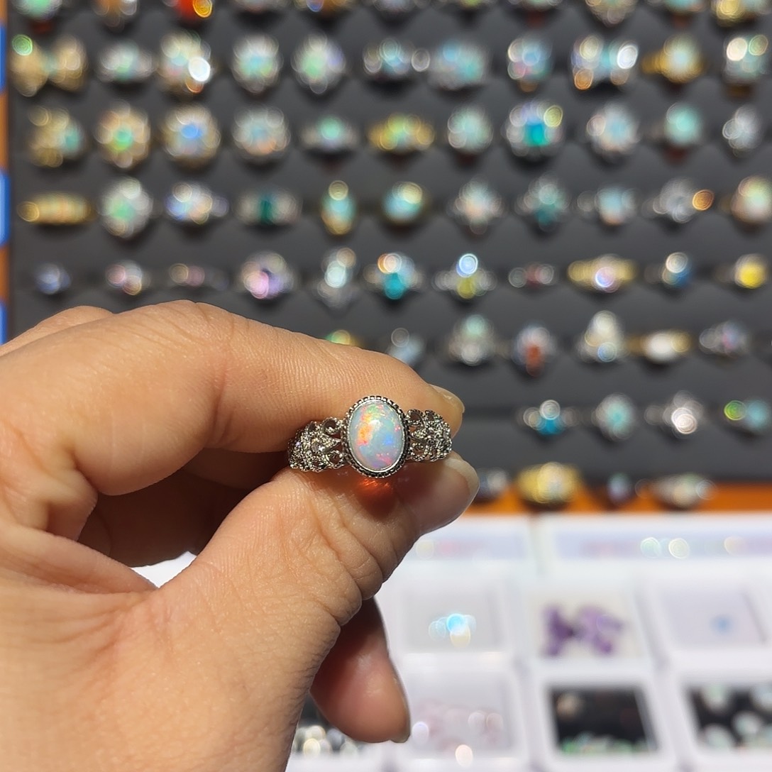 欧泊银S925镶嵌戒指戒指