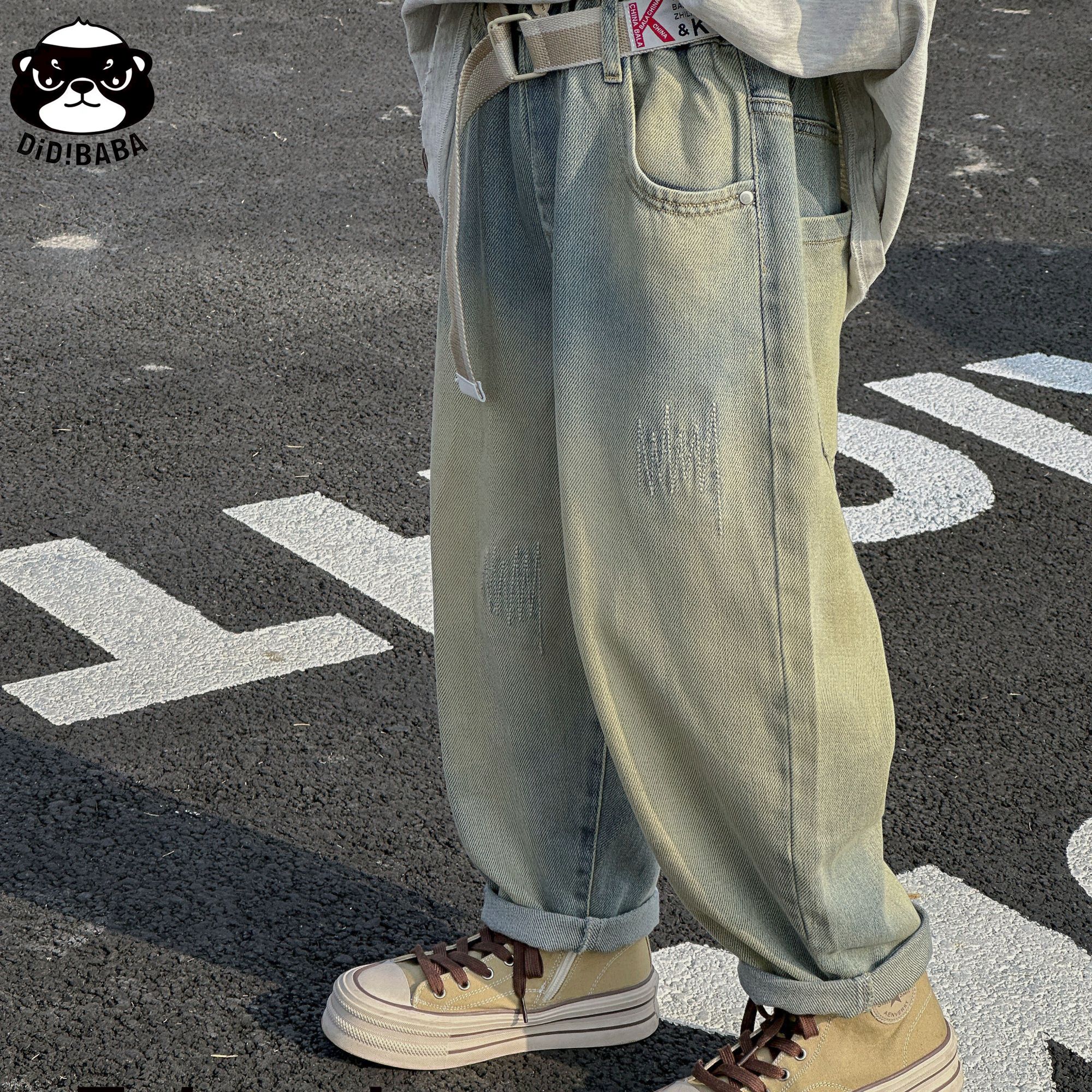 男童潮服做旧复古时尚百搭中大童牛仔休闲裤秋装新款 DN6860