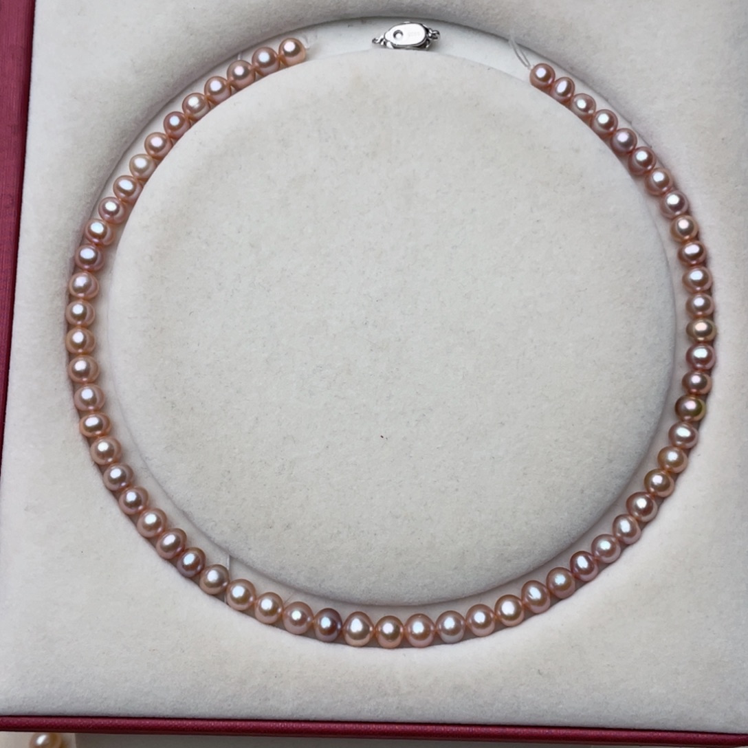 颈饰银S925镶嵌淡水珍珠7-8mm