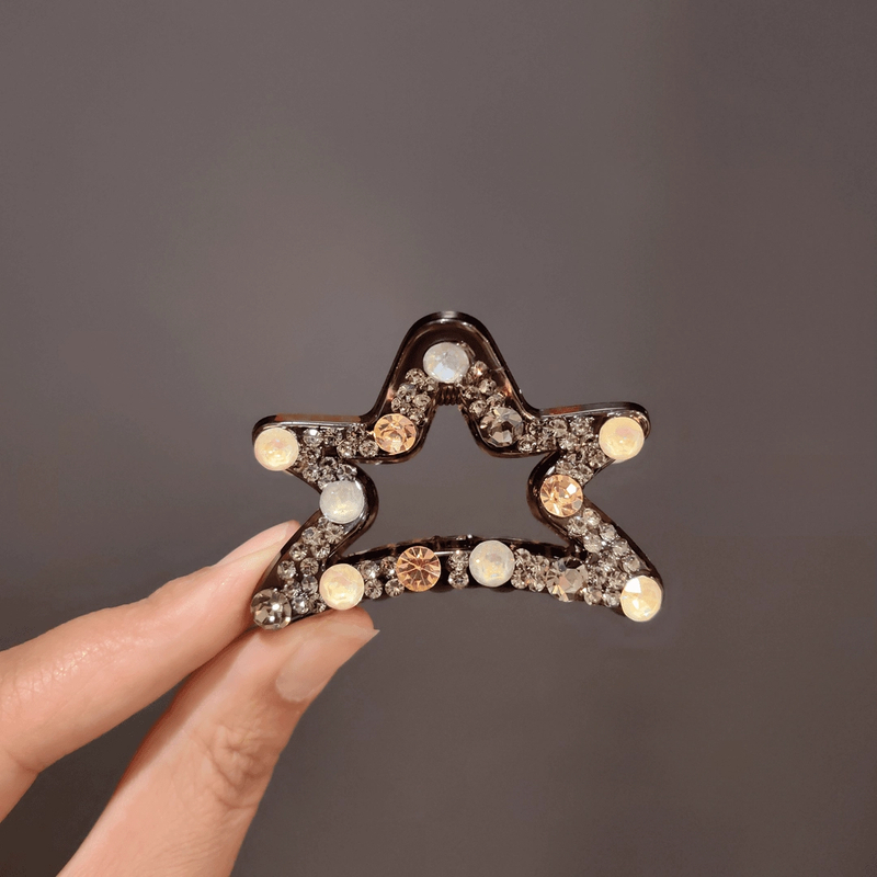 韩版施华钻小抓夹新款星星抓夹轻奢6公分刘海夹气质边夹彩色顶夹