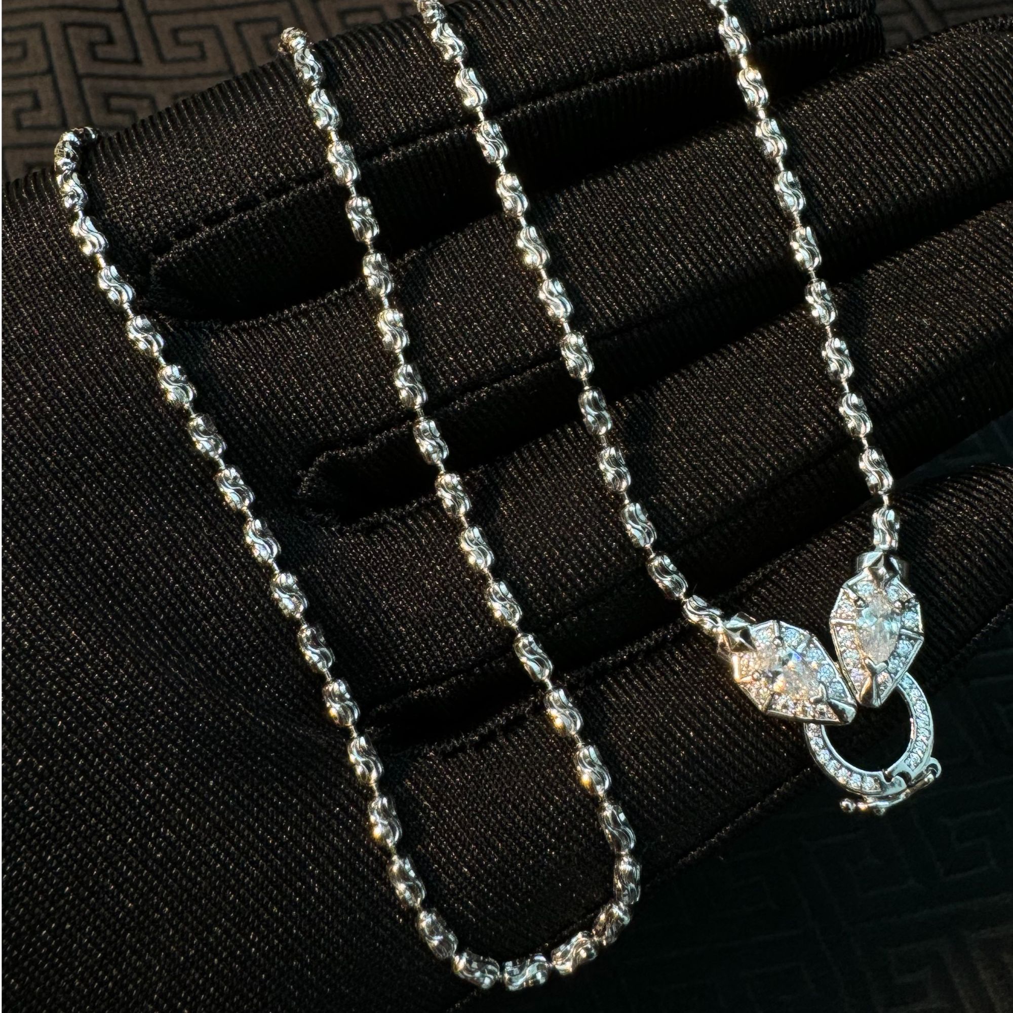 链子925银 项链意大利工艺链可调节车花蛇扣头银链锁骨百搭时尚