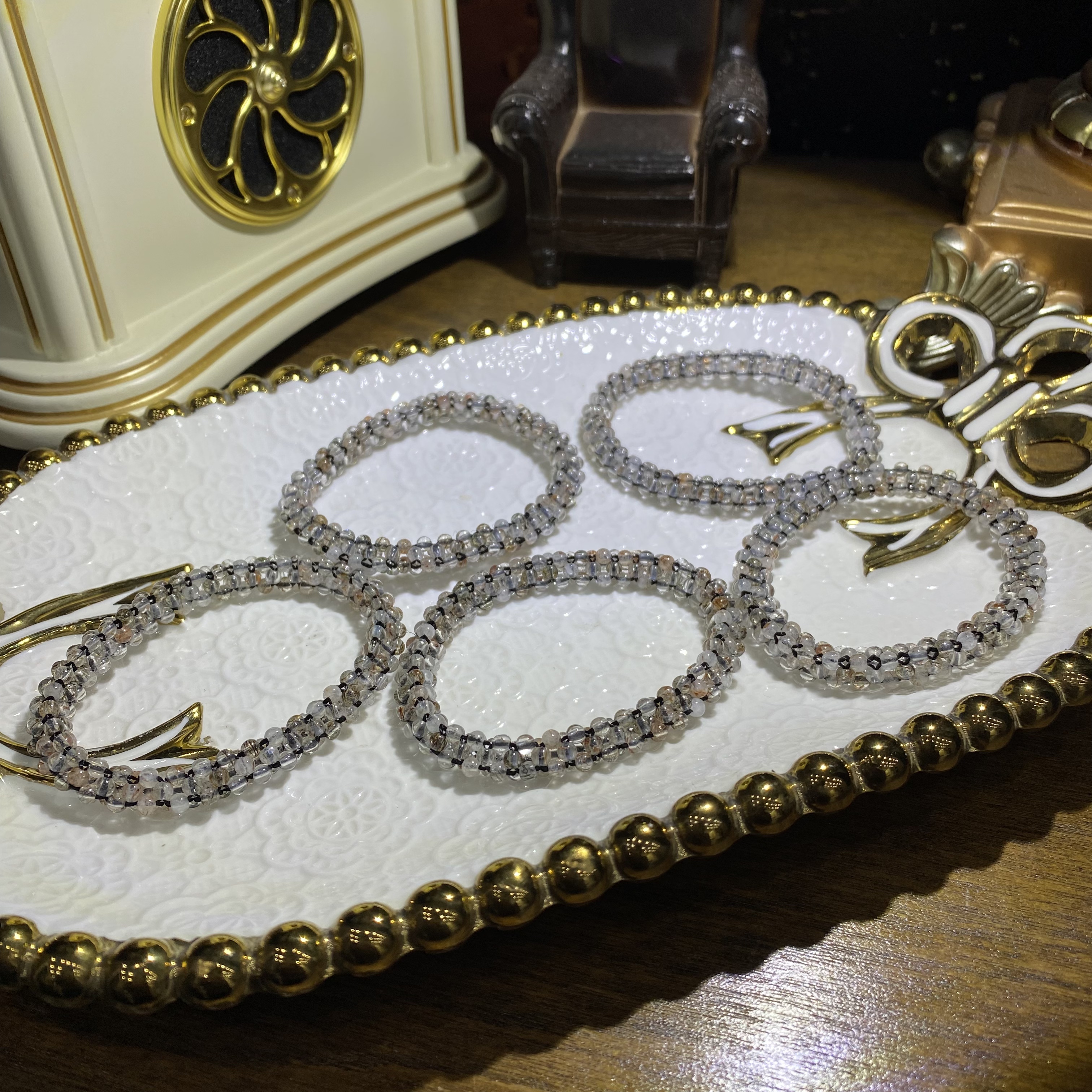 V583-天然老矿料黑金超七手串单圈-多样性发其一