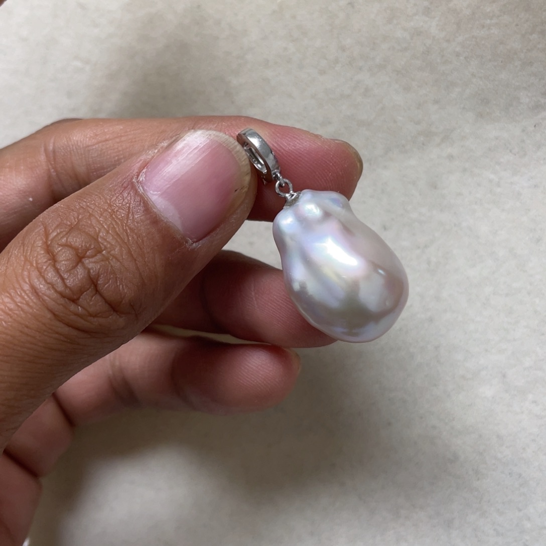 淡水珍珠吊坠(不含链)银S925镶嵌
