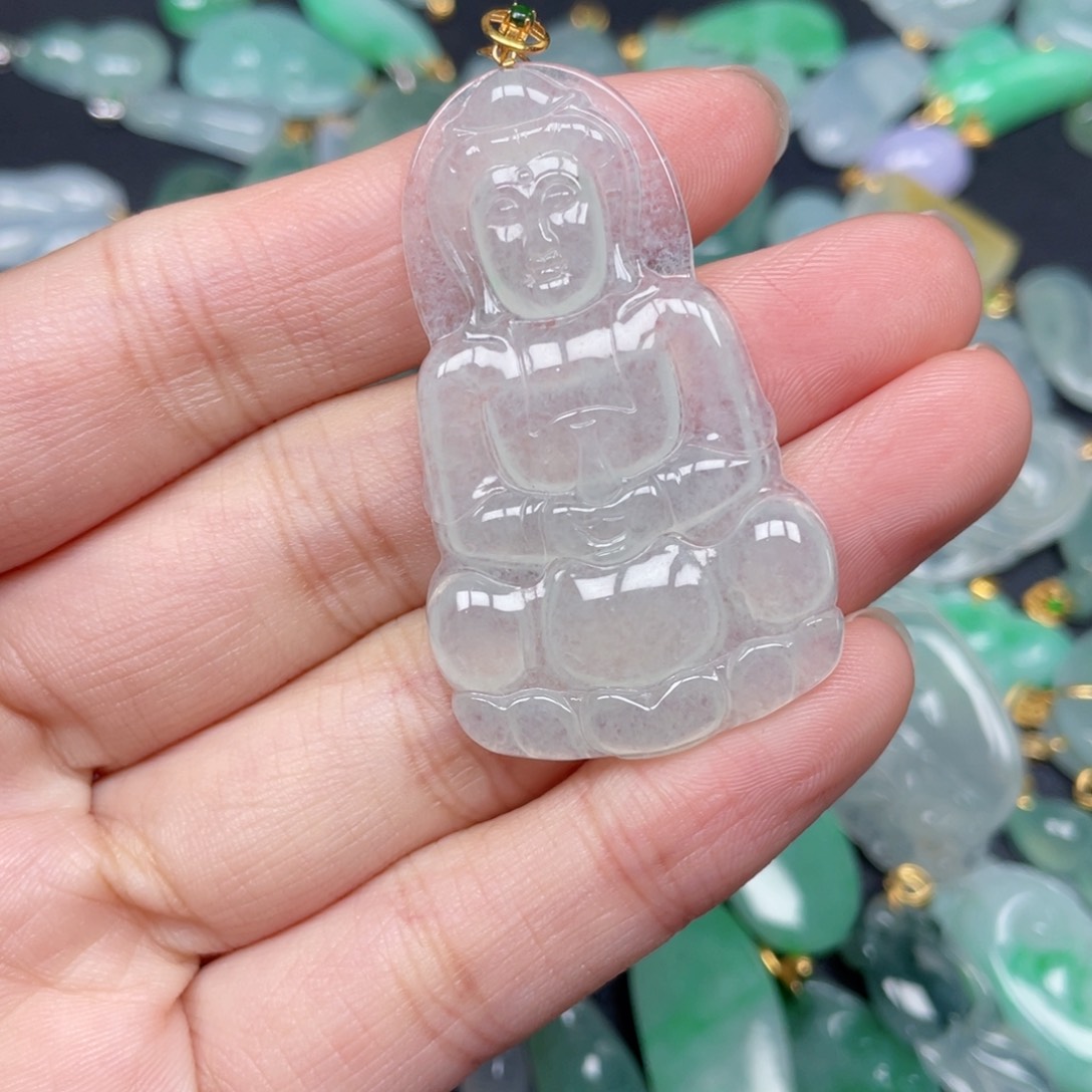 翡翠颈饰18K金镶嵌观音