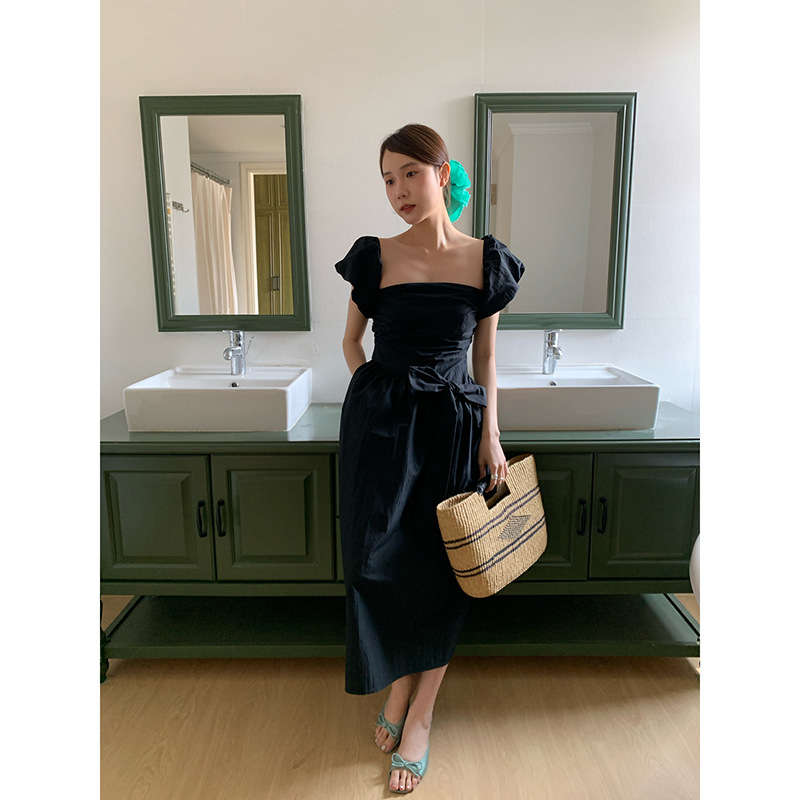 25年夏法式茶歇绝美仙女裙纯欲风抹胸连衣裙S5168