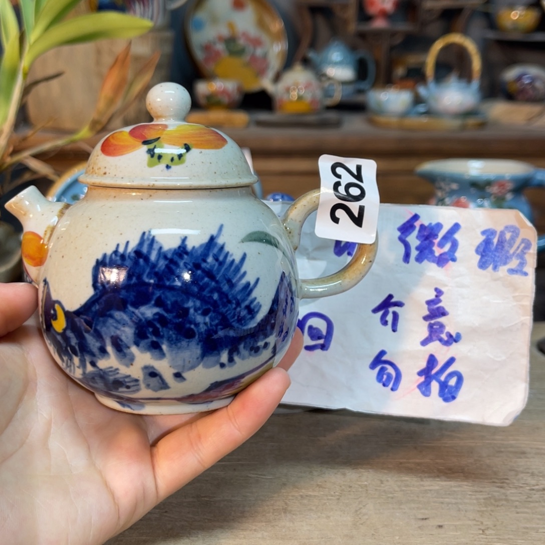 壶素浅陶瓷手工手绘