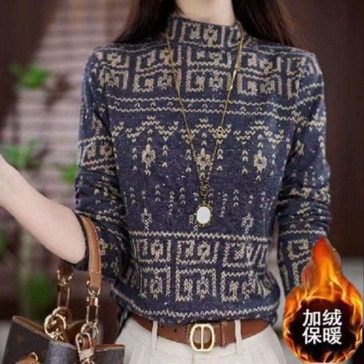 【洒银亮片】秋冬新款双面绒半高领时尚气质显年轻女士上衣打底衫