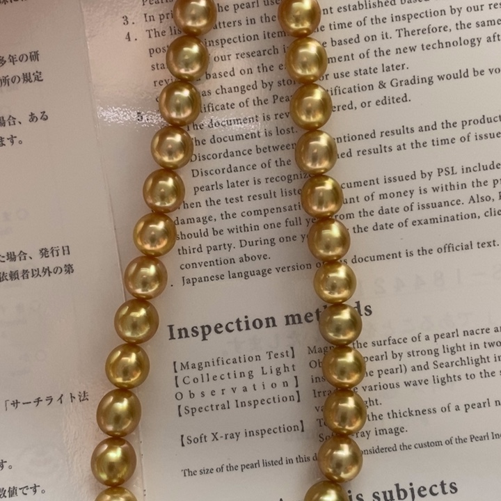 未镶嵌颈饰海水珍珠8-10.6mm浓金茶色项链