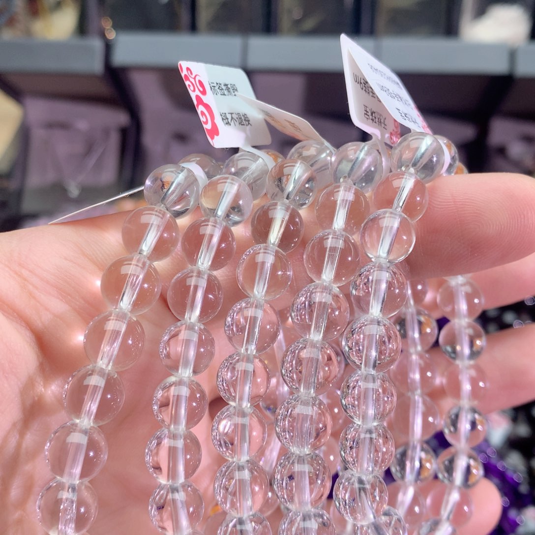 水晶手串未镶嵌白水晶手链8+